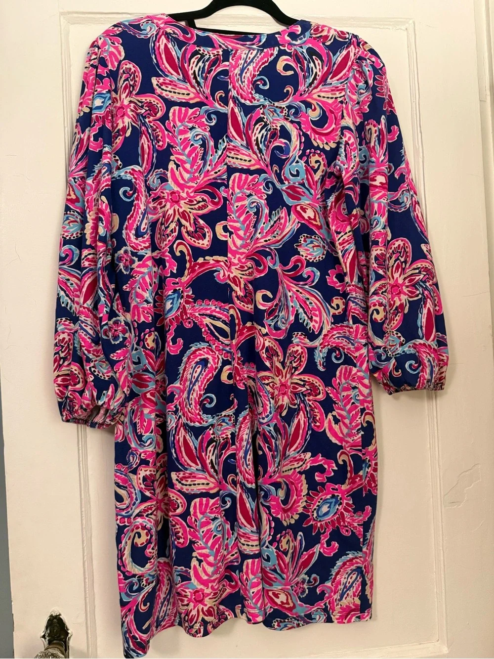 Lilly Pulitzer Navy Dress with Pink Paisley Print - Picture 4 of 5